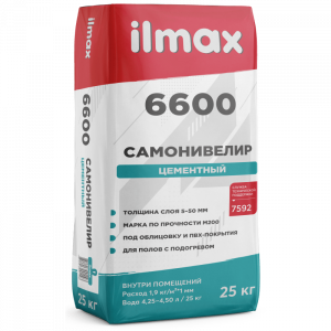 Растворная смесь сухая для самонивелирующих стяжек ilmax 6600 (5-50мм), 25кг, РБ