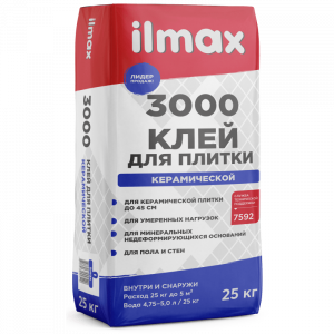 Растворная смесь сухая клеевая облицовочная Ilmax 3000, 25 кг, РБ