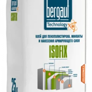 Клей д/пенополистирола, минваты и нанесения арм.слоя Bergauf Isofix 25кг, РБ